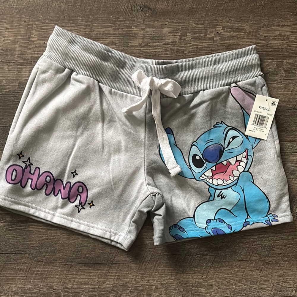 Women’s Disney Gray and Blue Athletic Shorts with Stitch Design